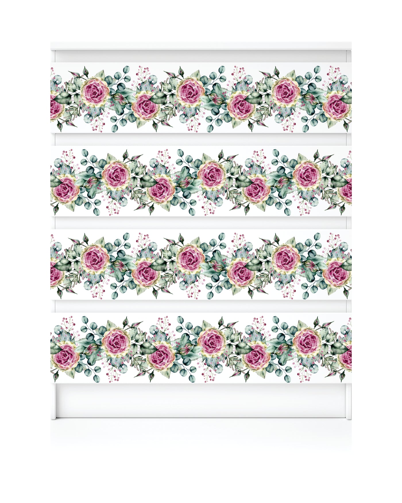 Rasberry Rose Border Rice Paper- 3 Sheets Printed Mulberry Paper Border 36gsm