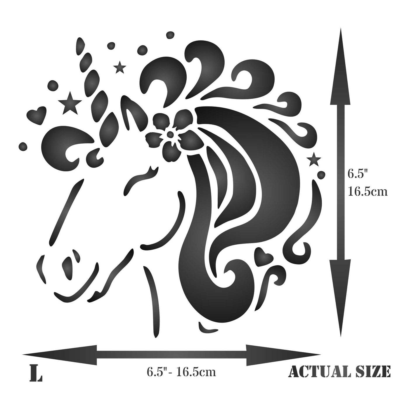 Unicorn Head Stencil - Childs Magical Horse Pony Unicorn Head