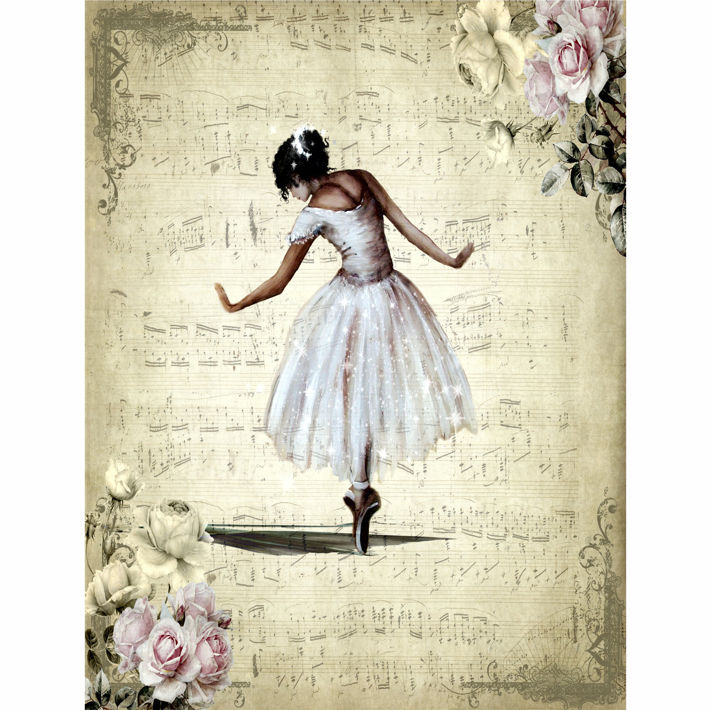 Ballet Background Rice Paper- 7 x Printed Mulberry Paper Images 30gsm