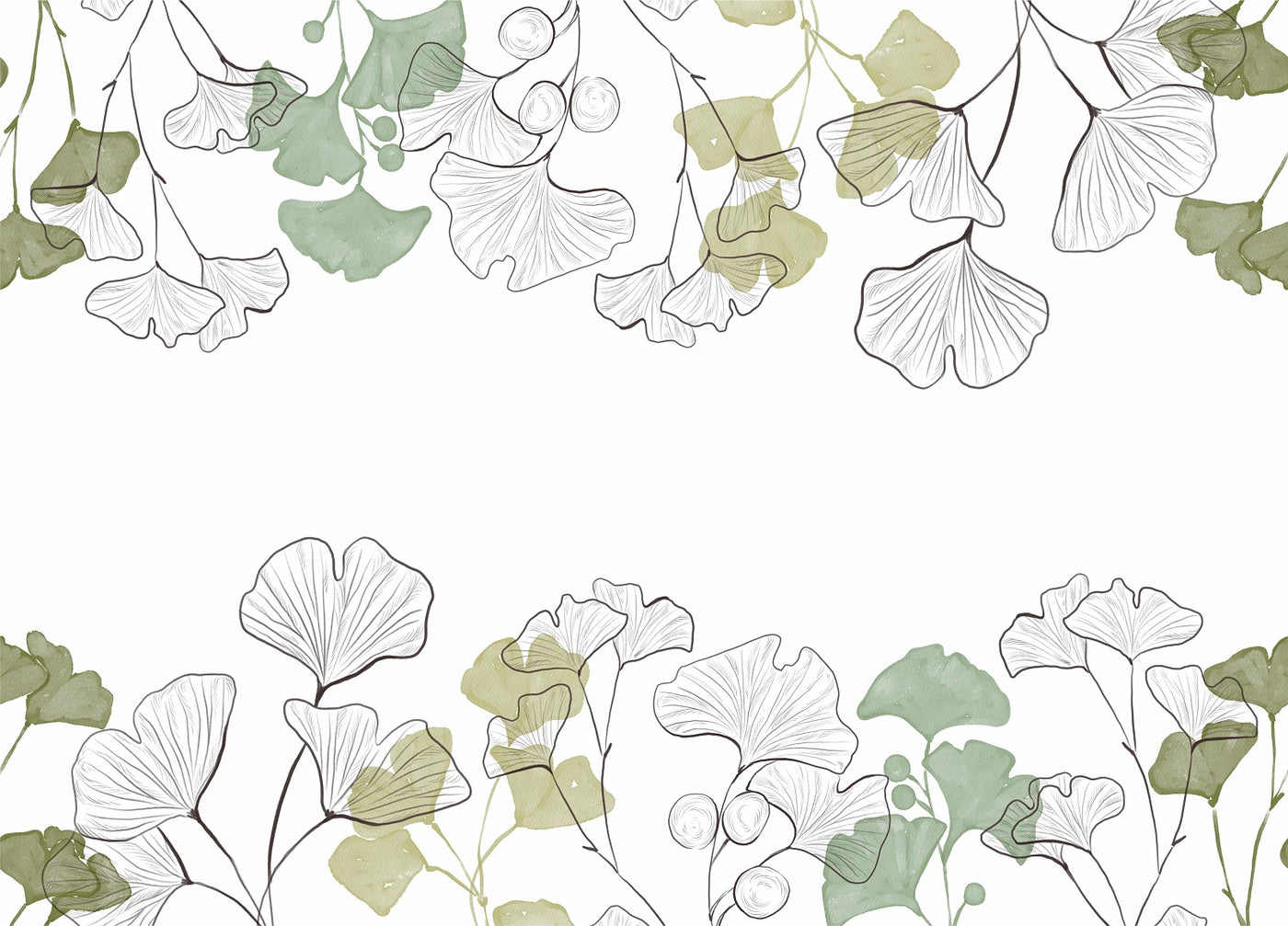 Ginkgo Border Rice Paper- 3 Sheets Printed Mulberry Paper Border 36gsm