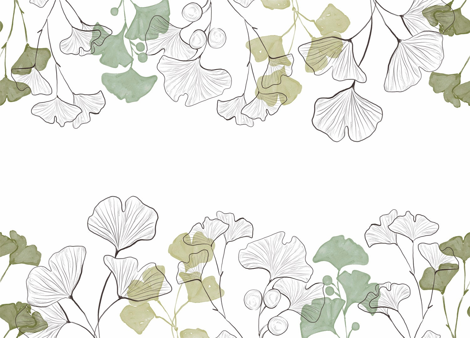 Ginkgo Border Rice Paper- 3 Sheets Printed Mulberry Paper Border 36gsm