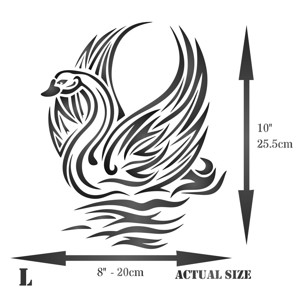 Tribal Swan Stencil - Stylized Ethnic Water Bird Tattoo