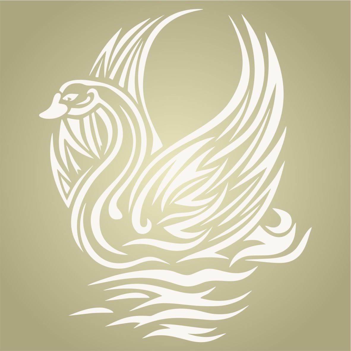 Tribal Swan Stencil - Stylized Ethnic Water Bird Tattoo