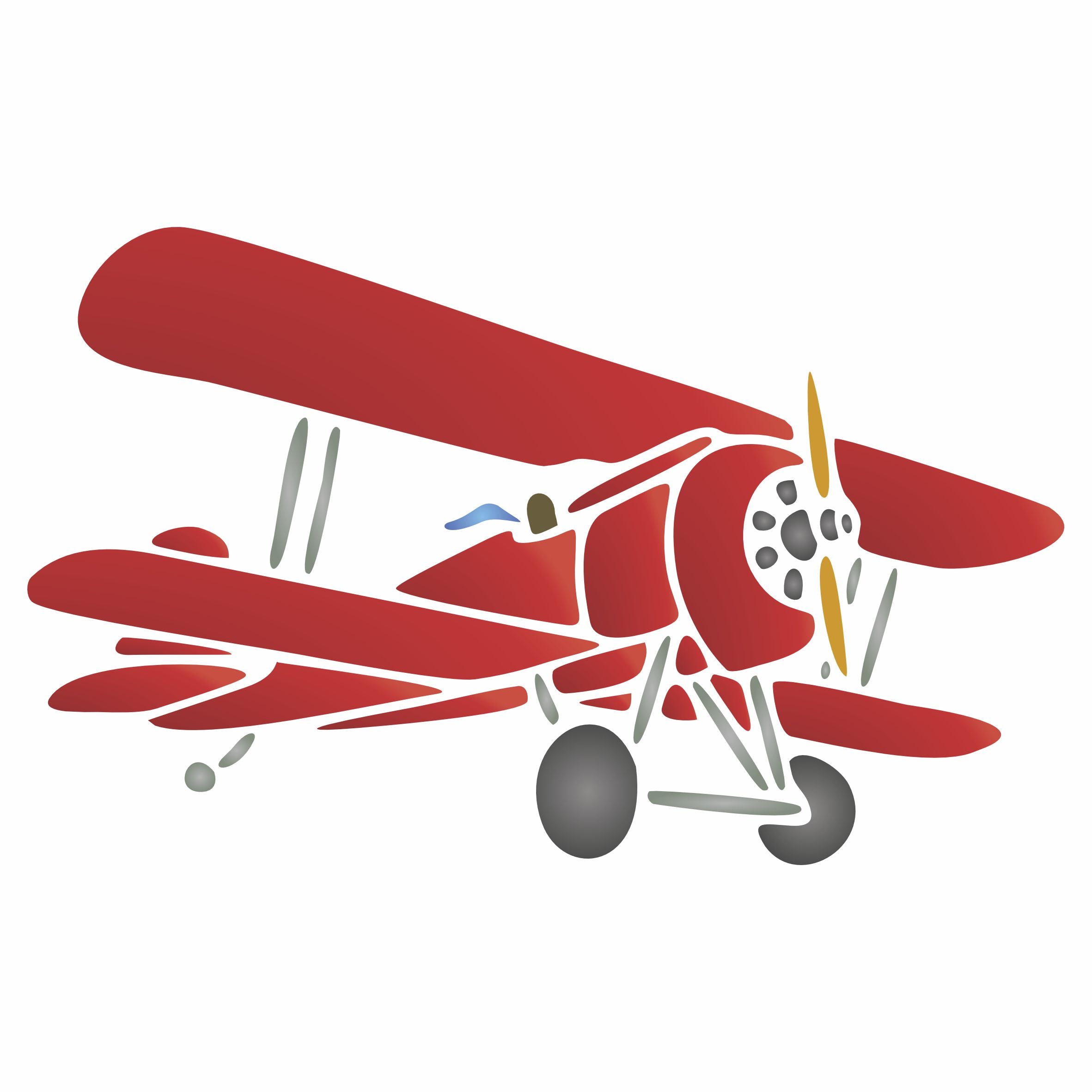 Vintage Plane Stencil - Biplane Aeroplane Aircraft