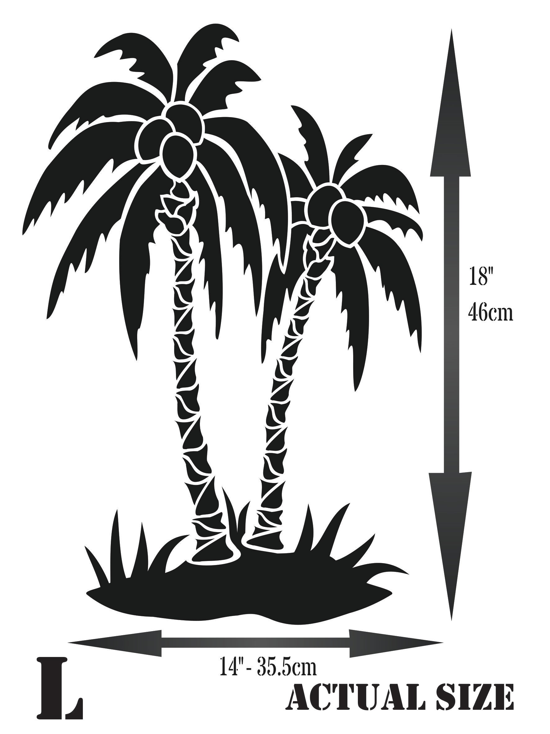 Palm Trees Stencil - Tropical Island Coconut Trees