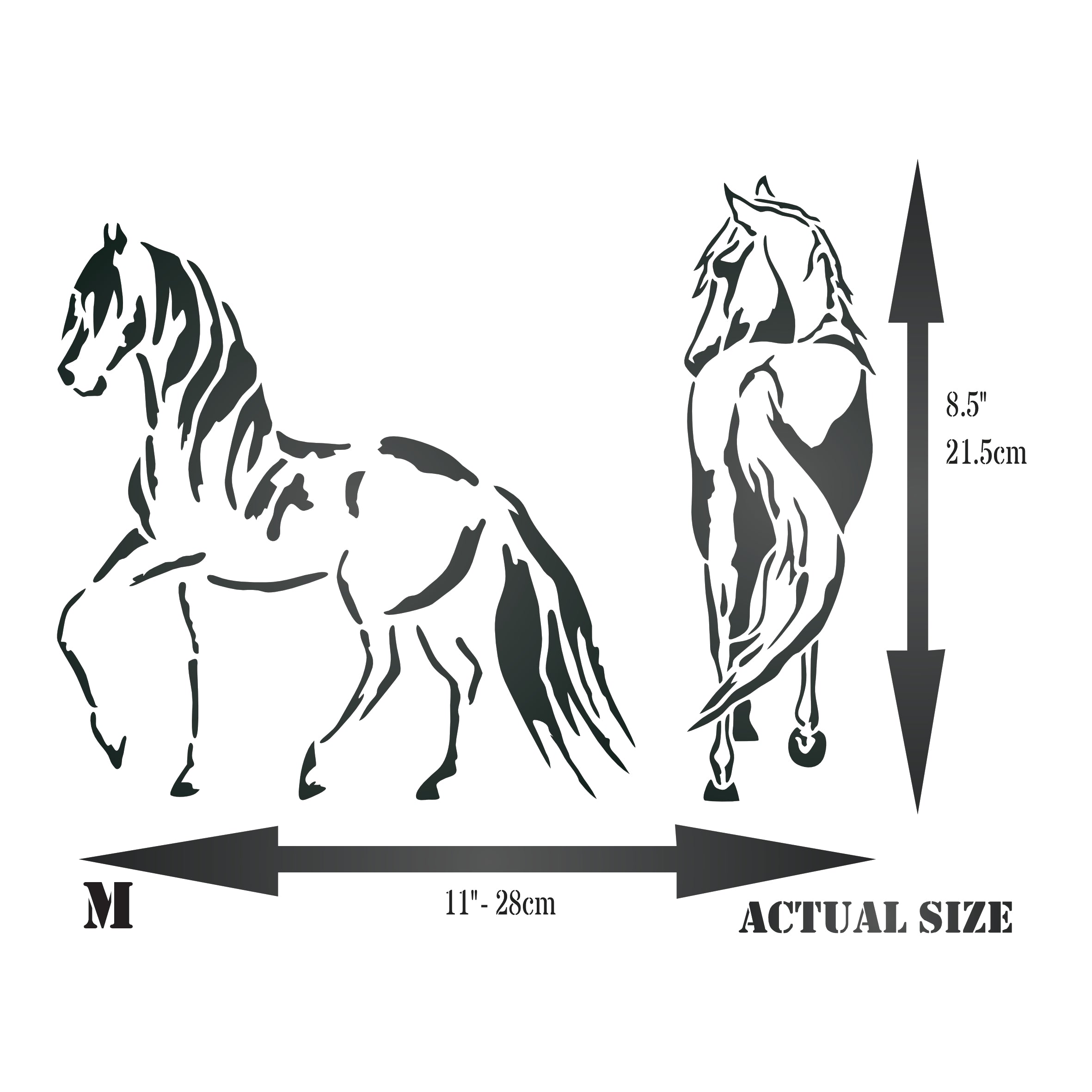 Wild Horses Stencil - Decorative Farm Animal Equine Pony Horse