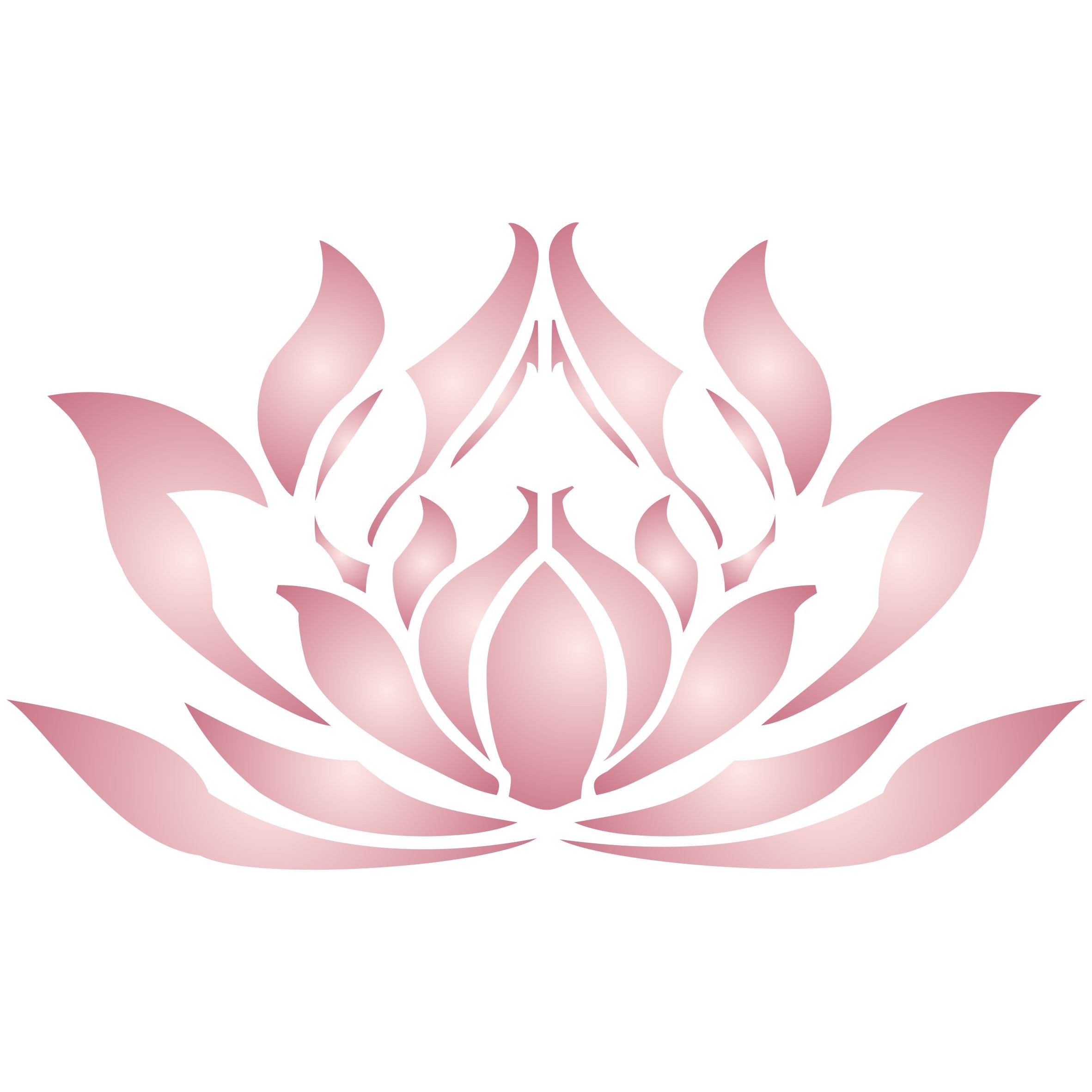 Lotus Flower Stencil- Stylized Oriental Asian Lotus Bloom