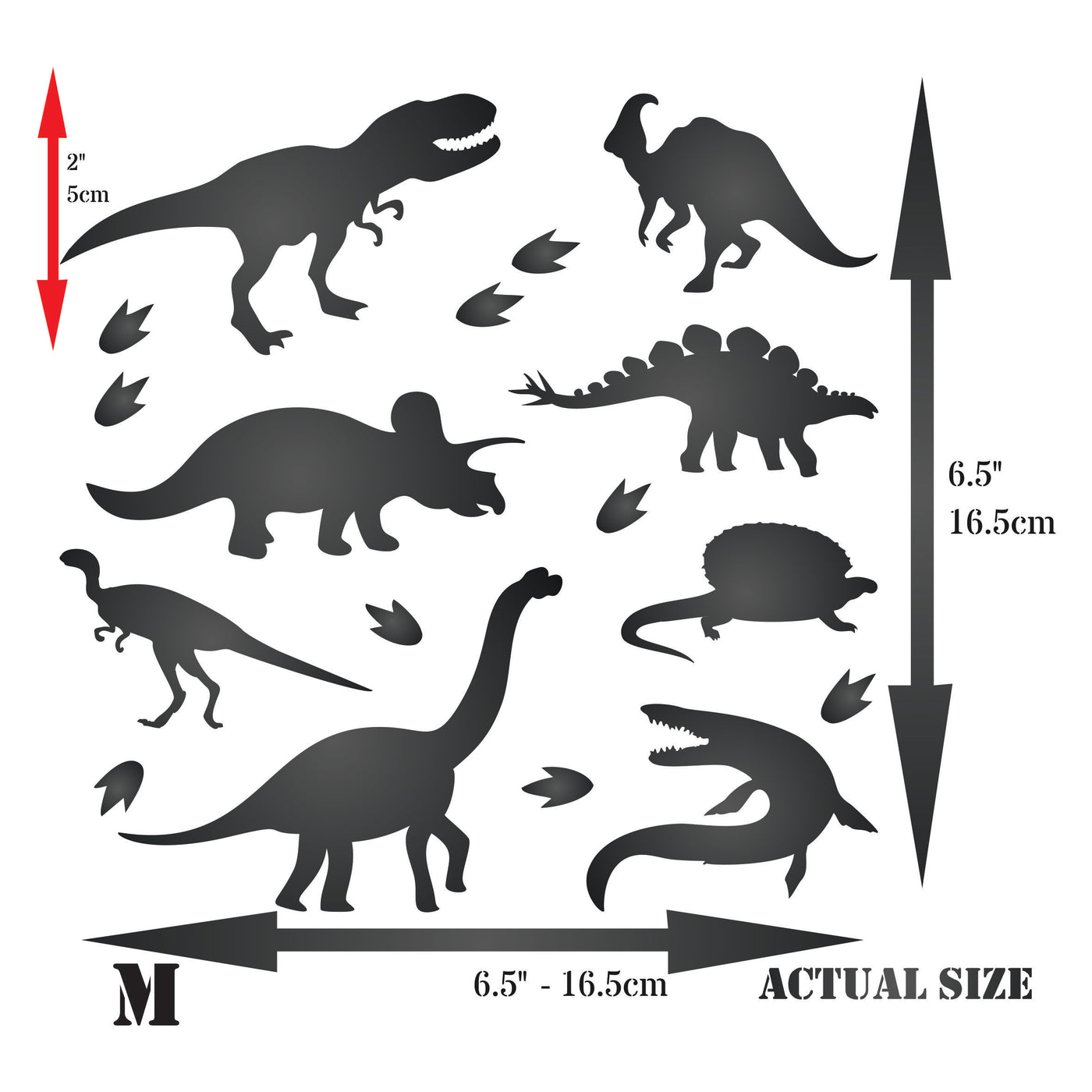 Dinosaur Silhouette Stencil - Kids Animal Jurassic Extinct