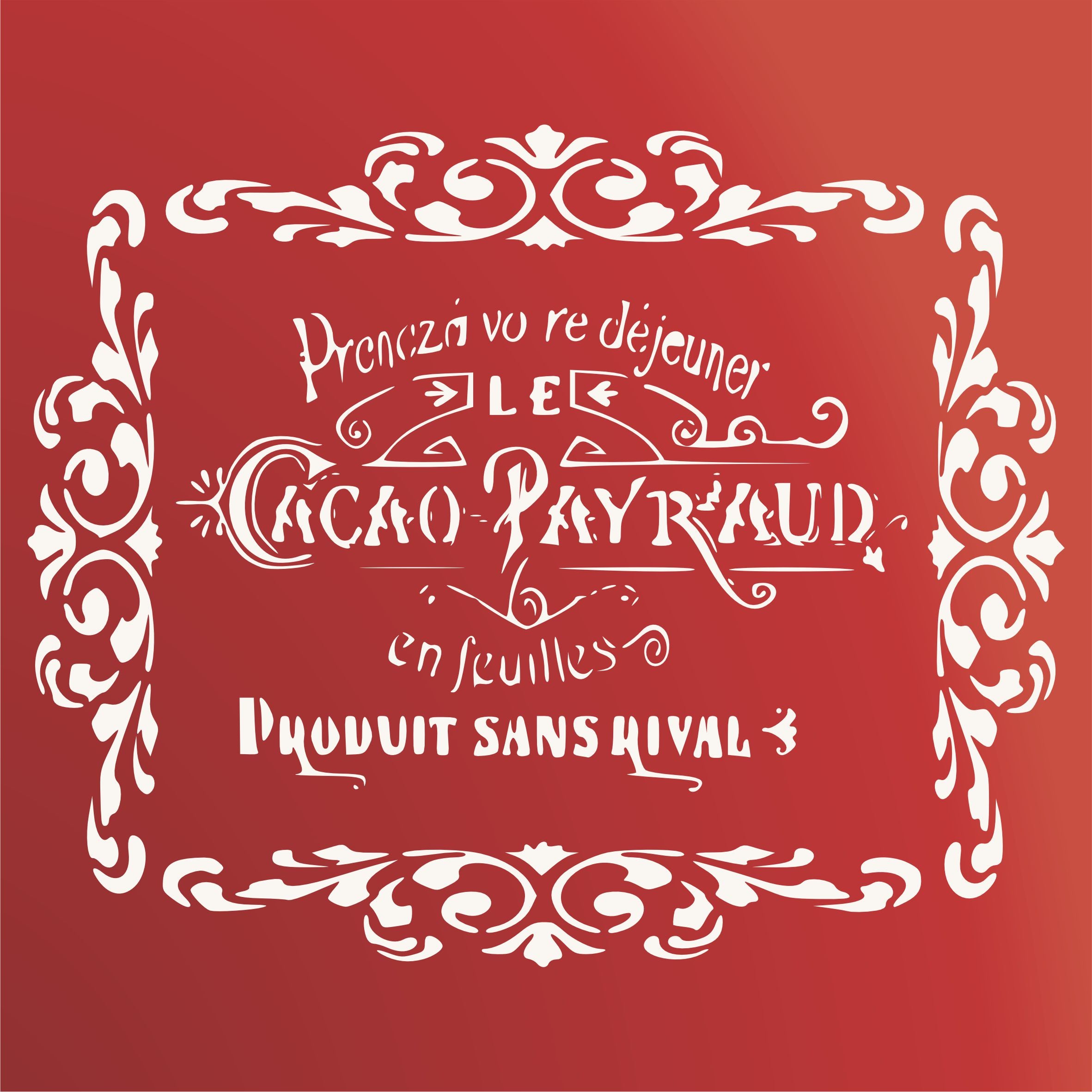 Cacao Payraud Stencil- Vintage French Themed Sign Label