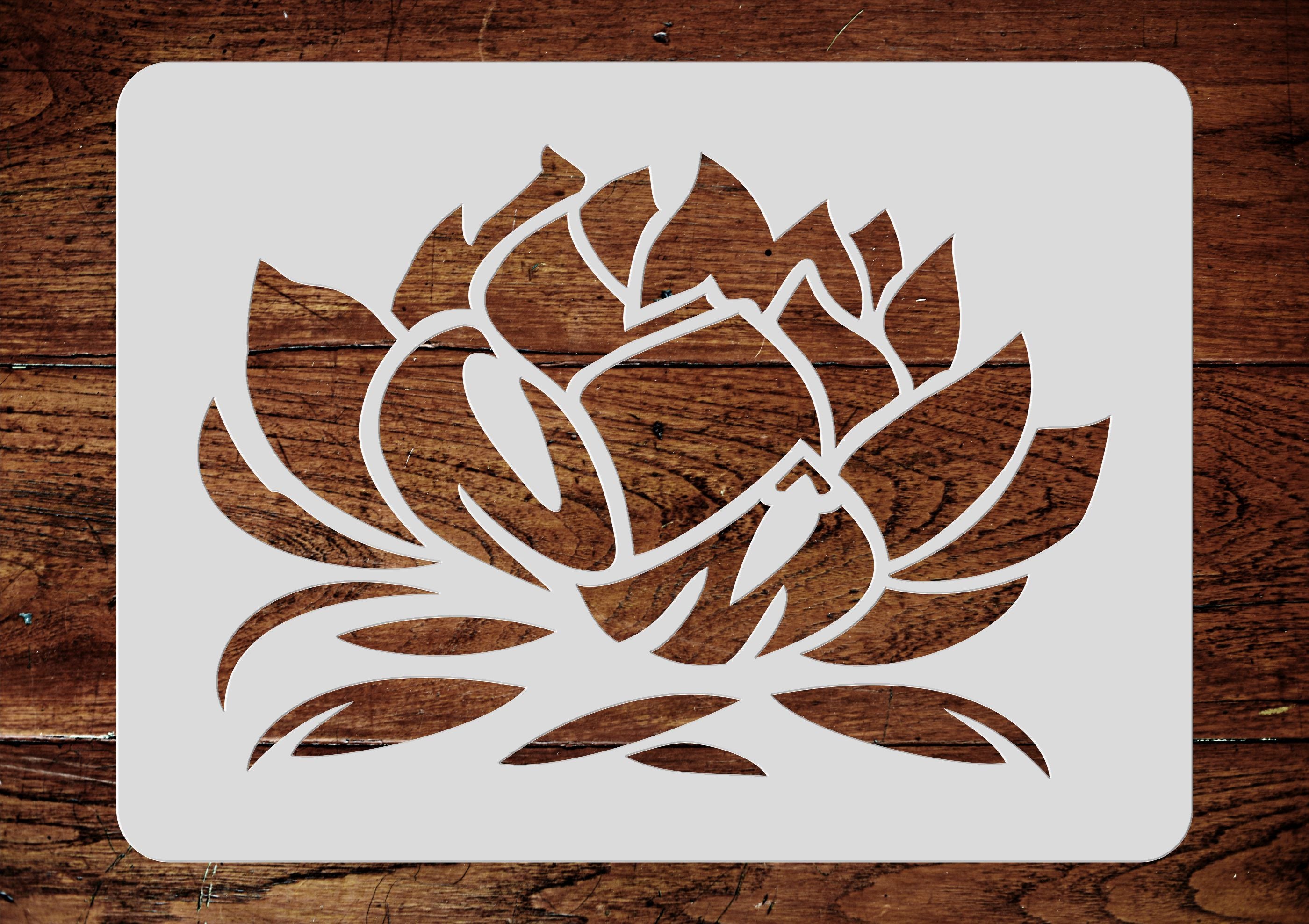 Lotus Blossom Stencil- Stylized Oriental Asian Lotus Flower