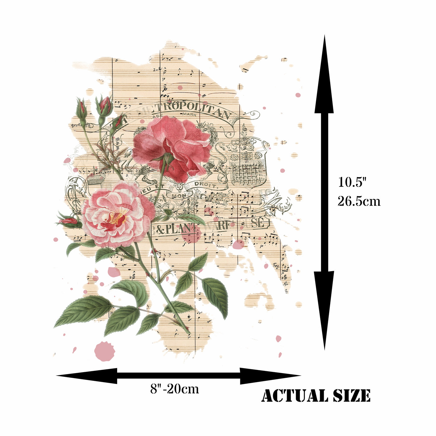 Roses Birds Overlay Rice Paper- 6 x Printed Mulberry Paper Images 30gsm