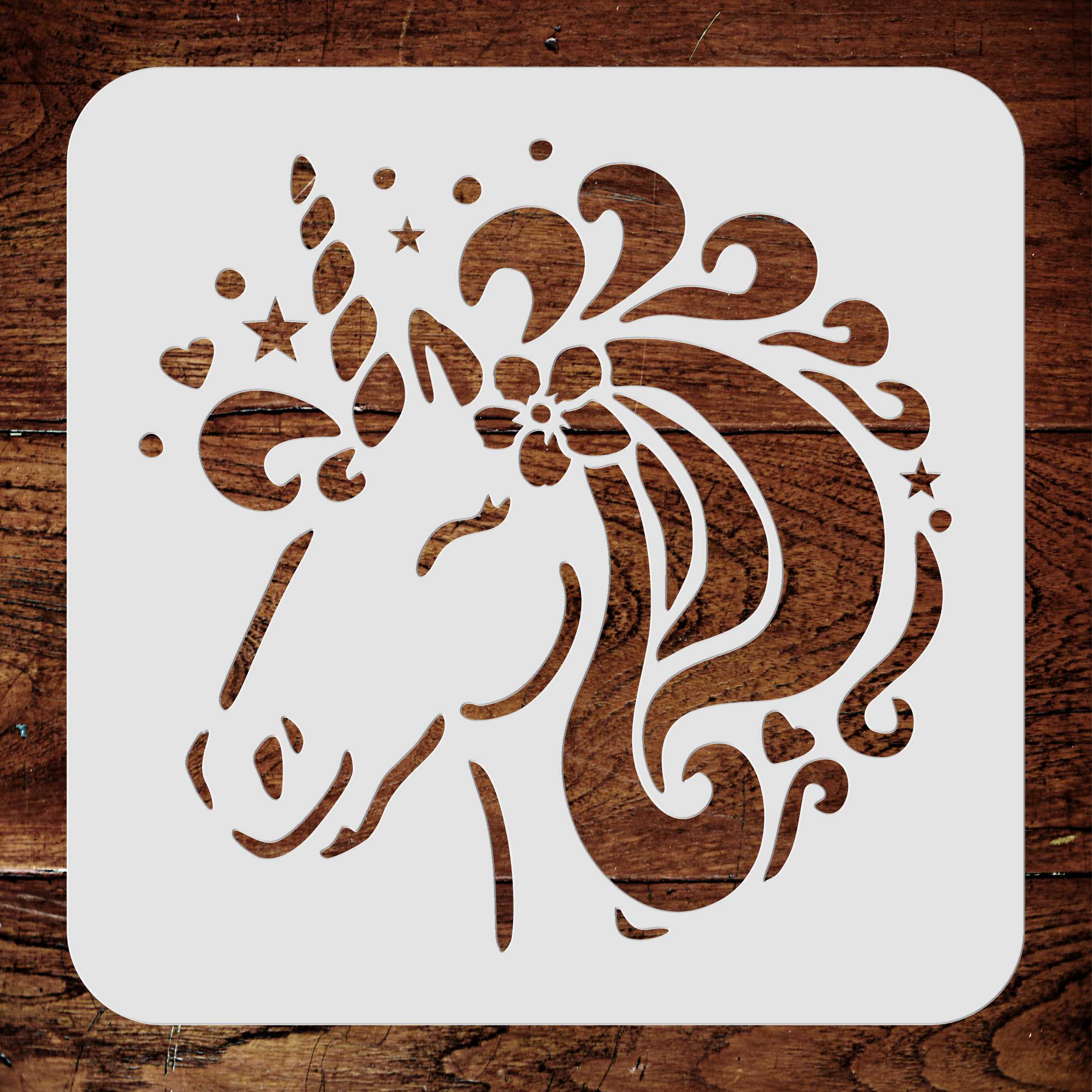 Unicorn Head Stencil - Childs Magical Horse Pony Unicorn Head