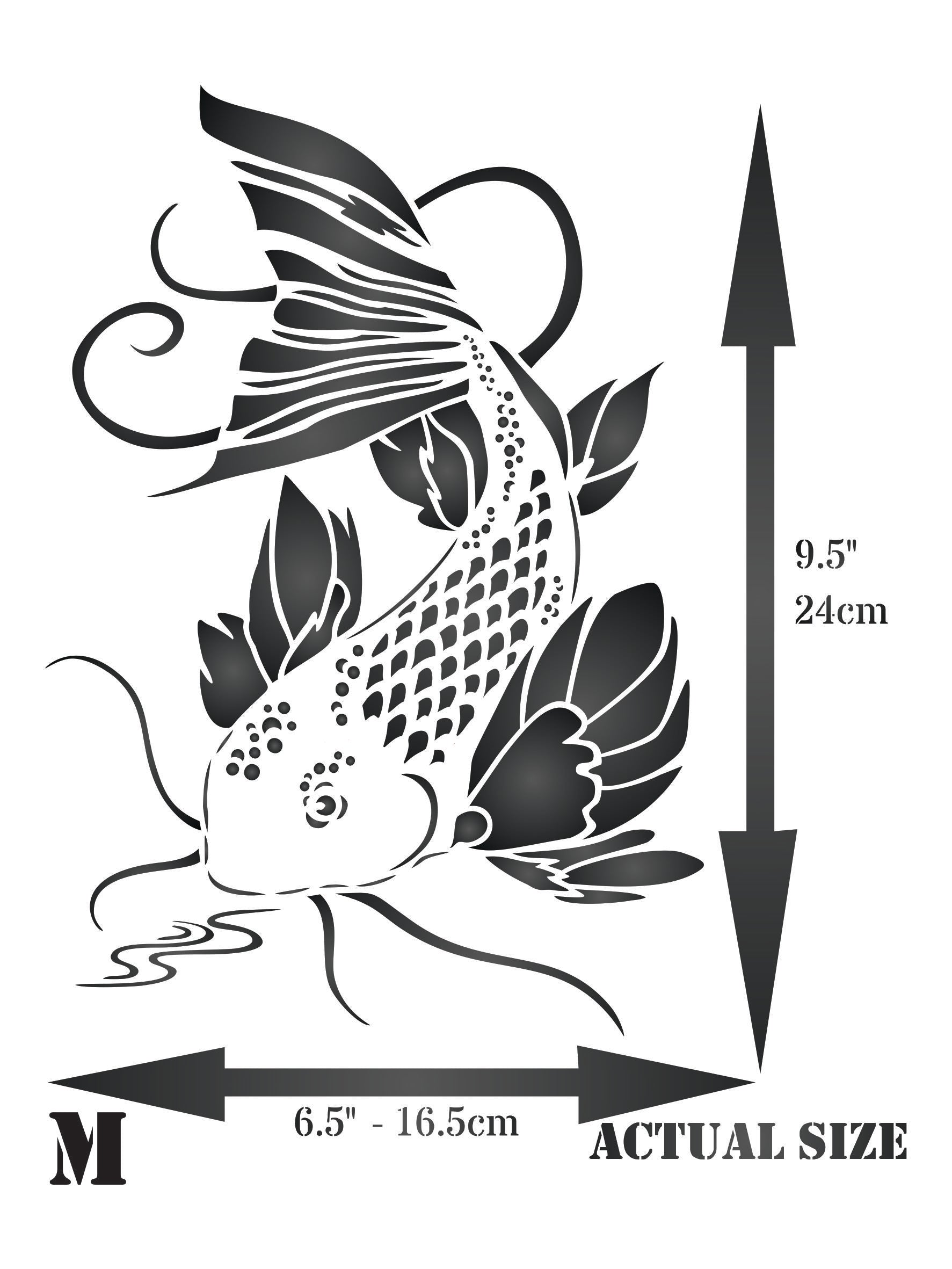 Koi Stencil - Asian Oriental Carp Fish Animal Pond Water