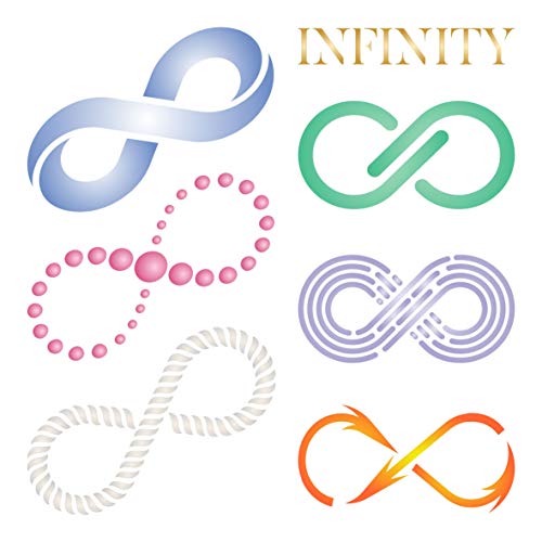 Infinity Stencil, 8.5 x 8.5 inch (L) - 6 Different Infinity Symbol