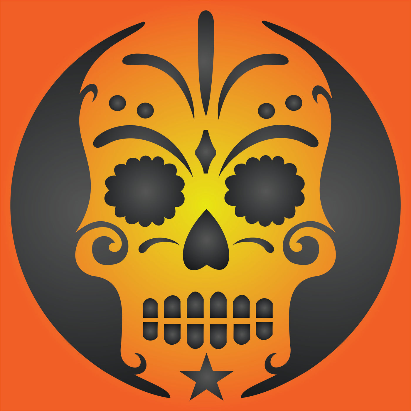 Halloween Sugar Skull Stencil - Scary Day of The Dead Skull Decorative