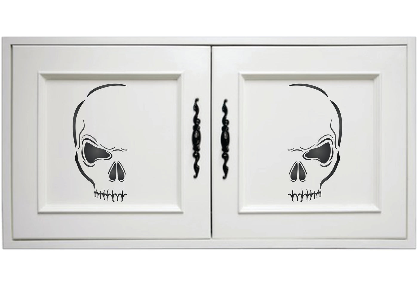 Halloween Evil Skull Stencil - Scary Half Head Skull Decorative