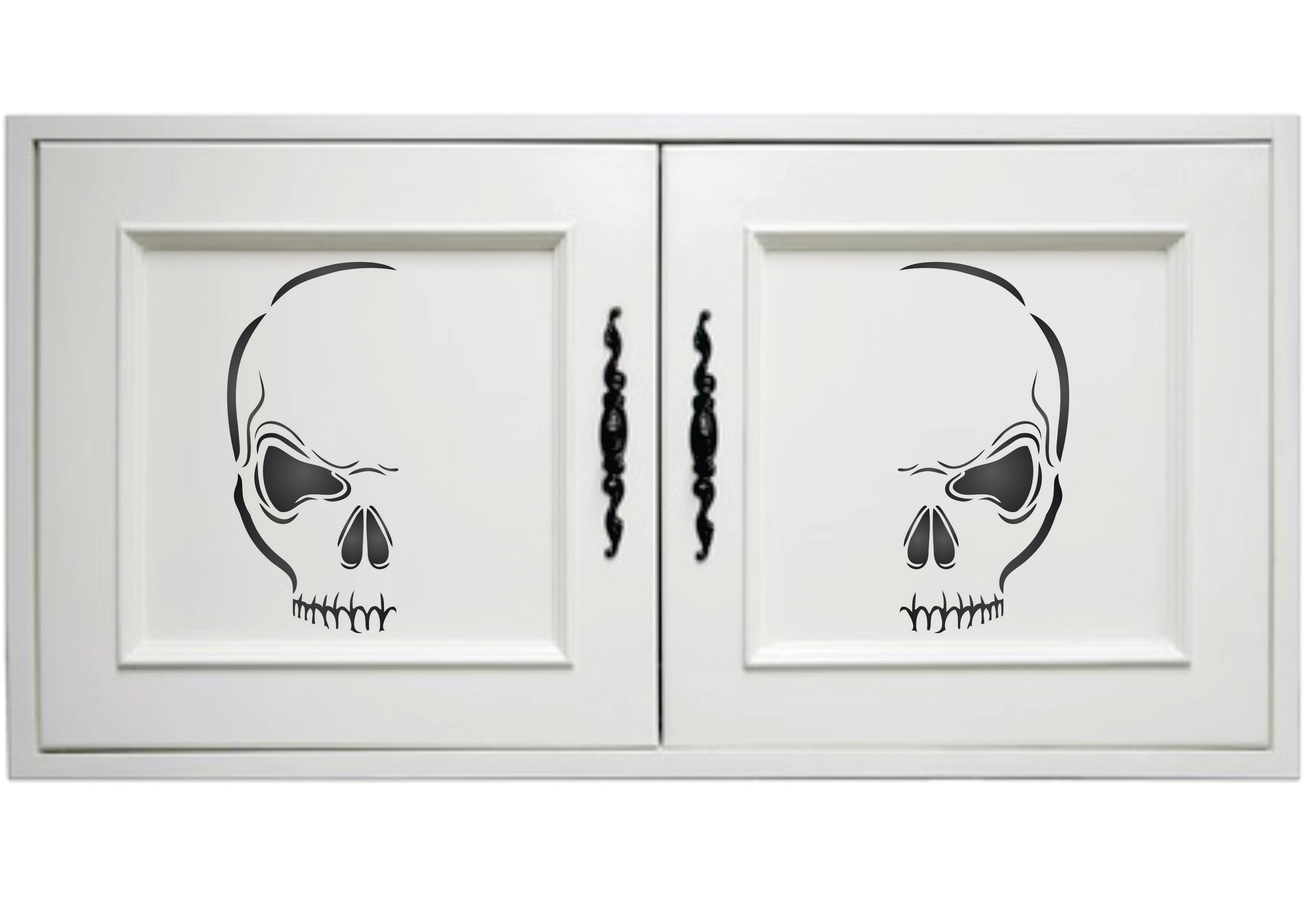 Halloween Evil Skull Stencil - Scary Half Head Skull Decorative