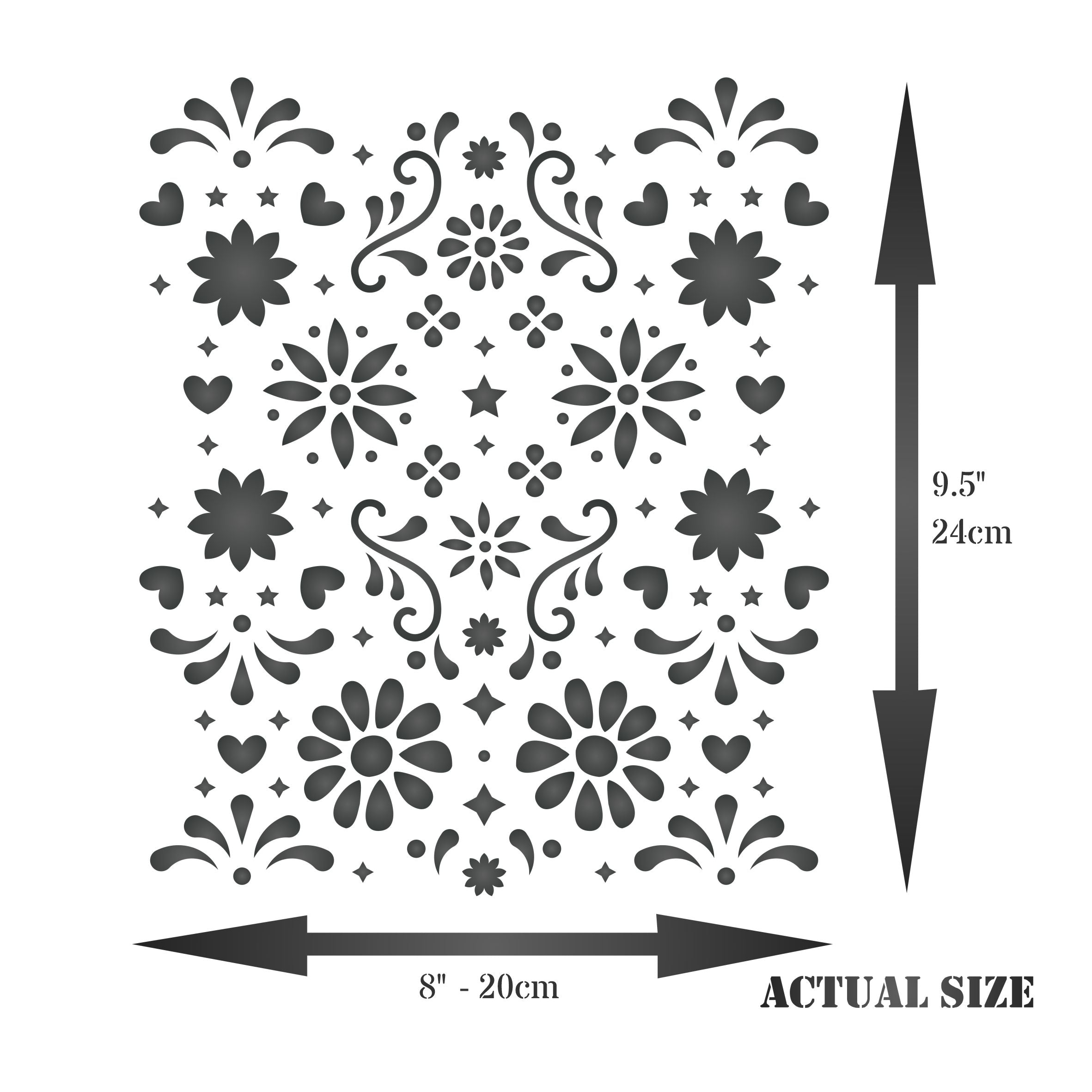 Folk Art Cake Stencil- Cake & Cookie use to Add Texture