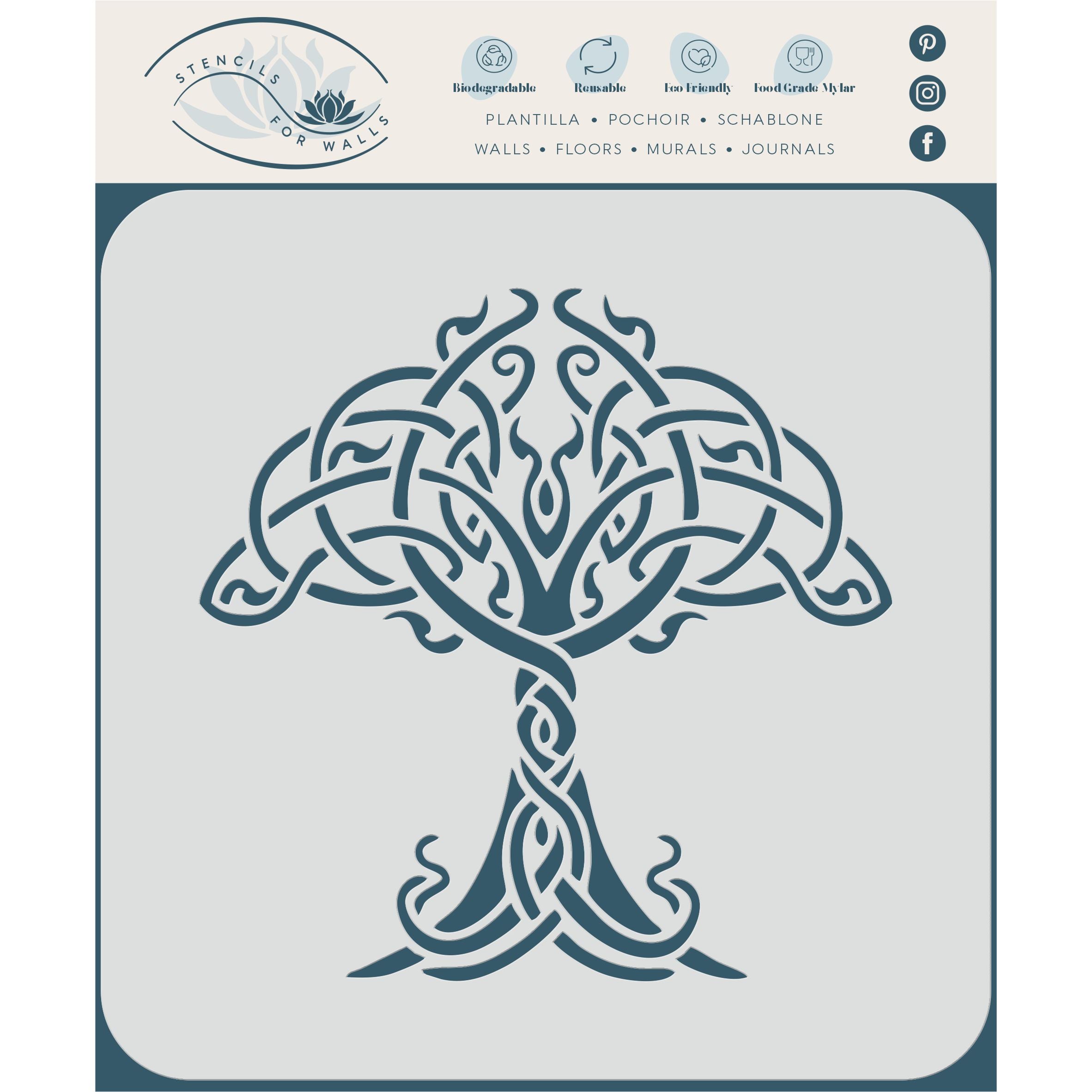 Celtic Tree of Life Stencil - Traditional Irish Knotwork Tree Design