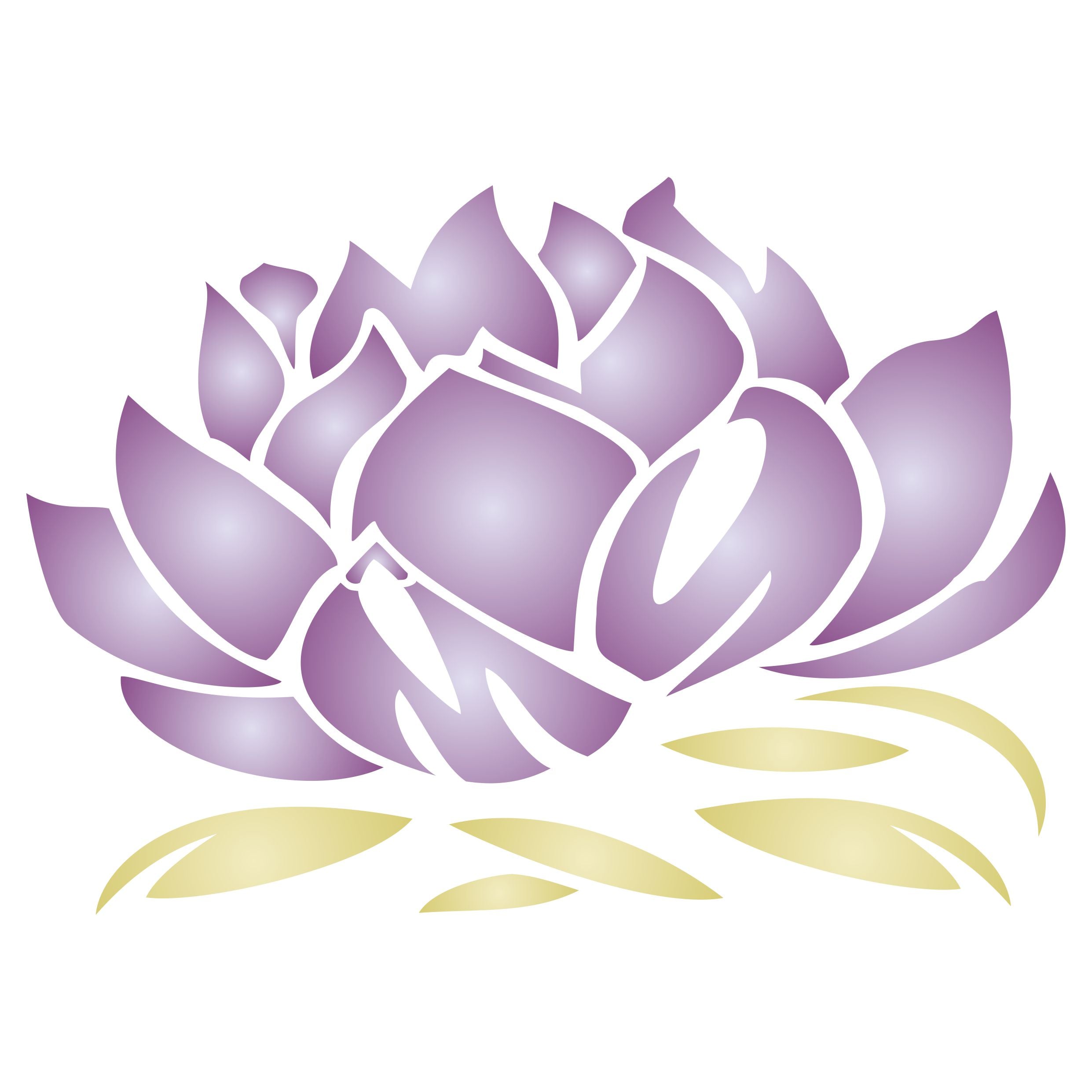 Lotus Blossom Stencil- Stylized Oriental Asian Lotus Flower