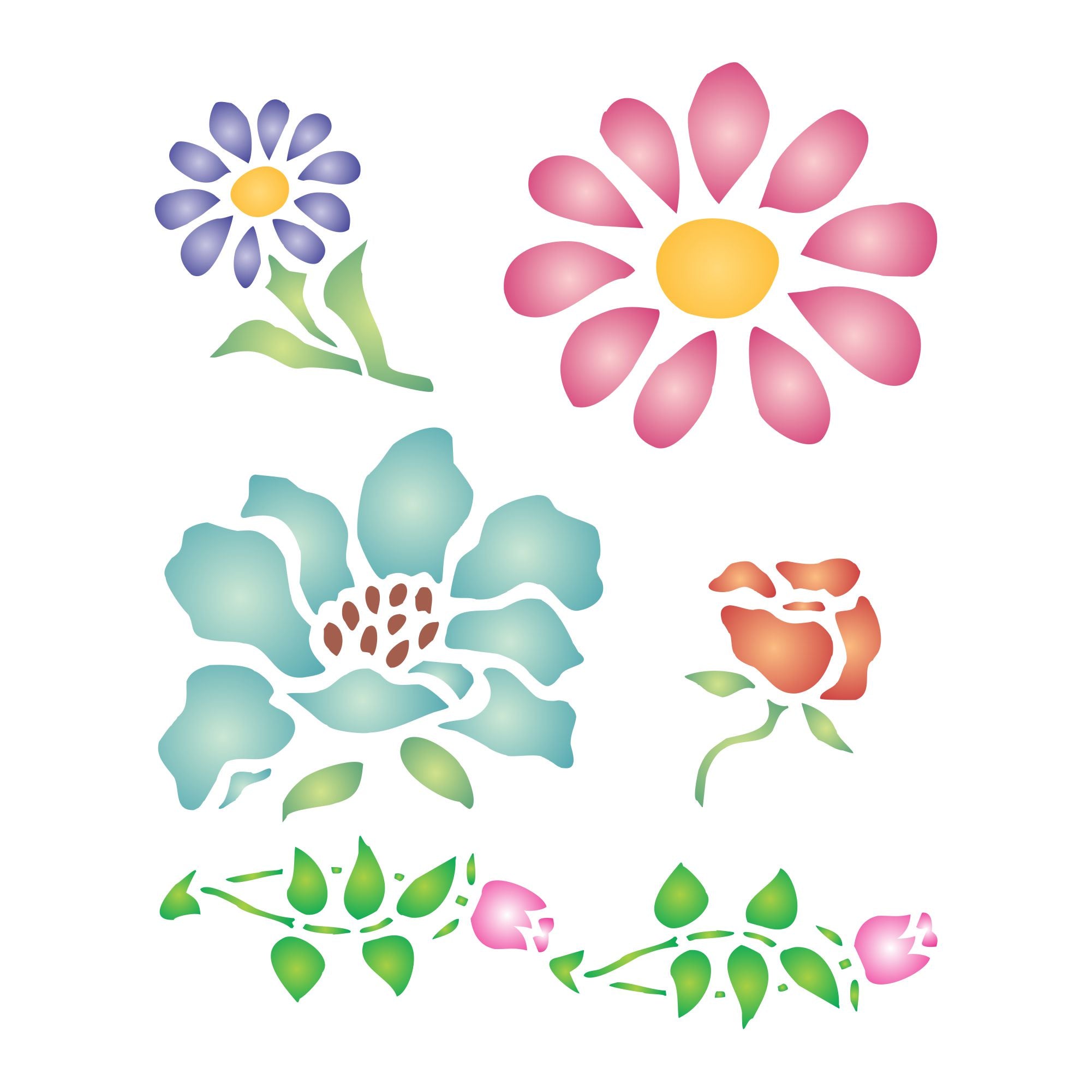 Flower Stencil - Floral Flowers FloraPainting Cards