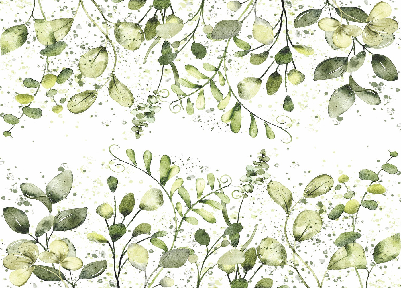 Greenery Border Rice Paper- 3 Sheets Printed Mulberry Paper Border 36gsm