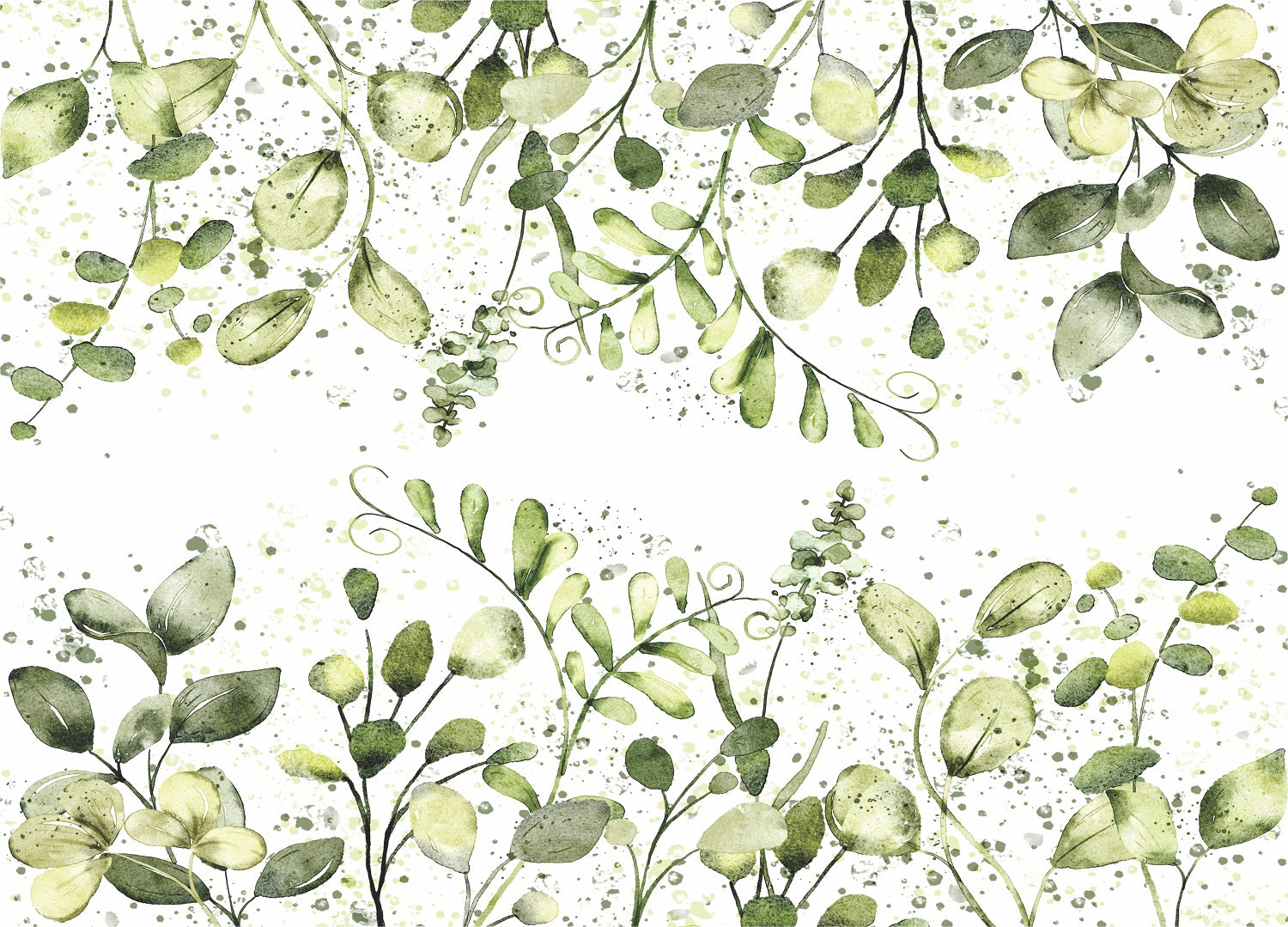 Greenery Border Rice Paper- 3 Sheets Printed Mulberry Paper Border 36gsm