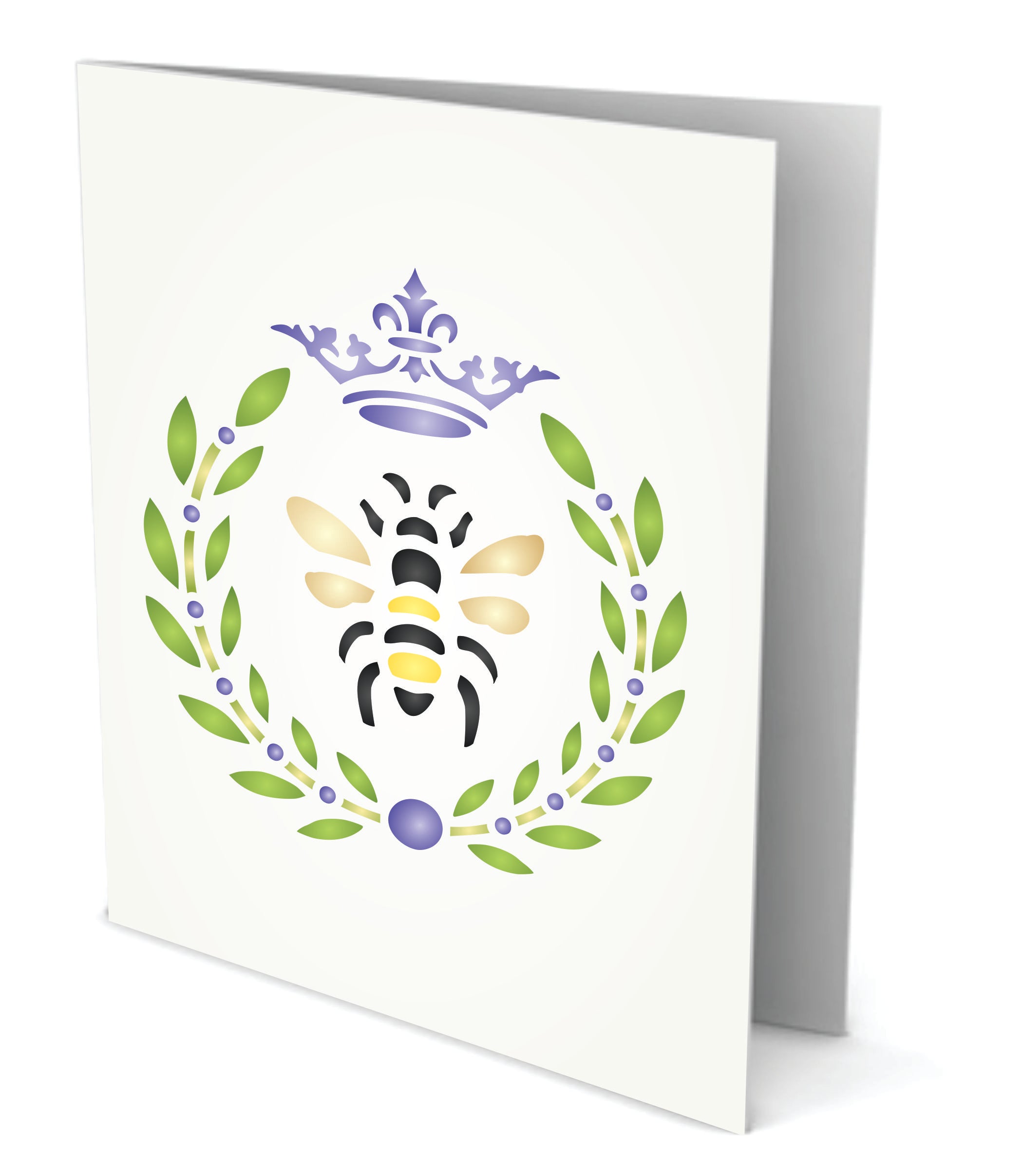 French Bee Stencil - Crown Laurel Wreath French Country Bee