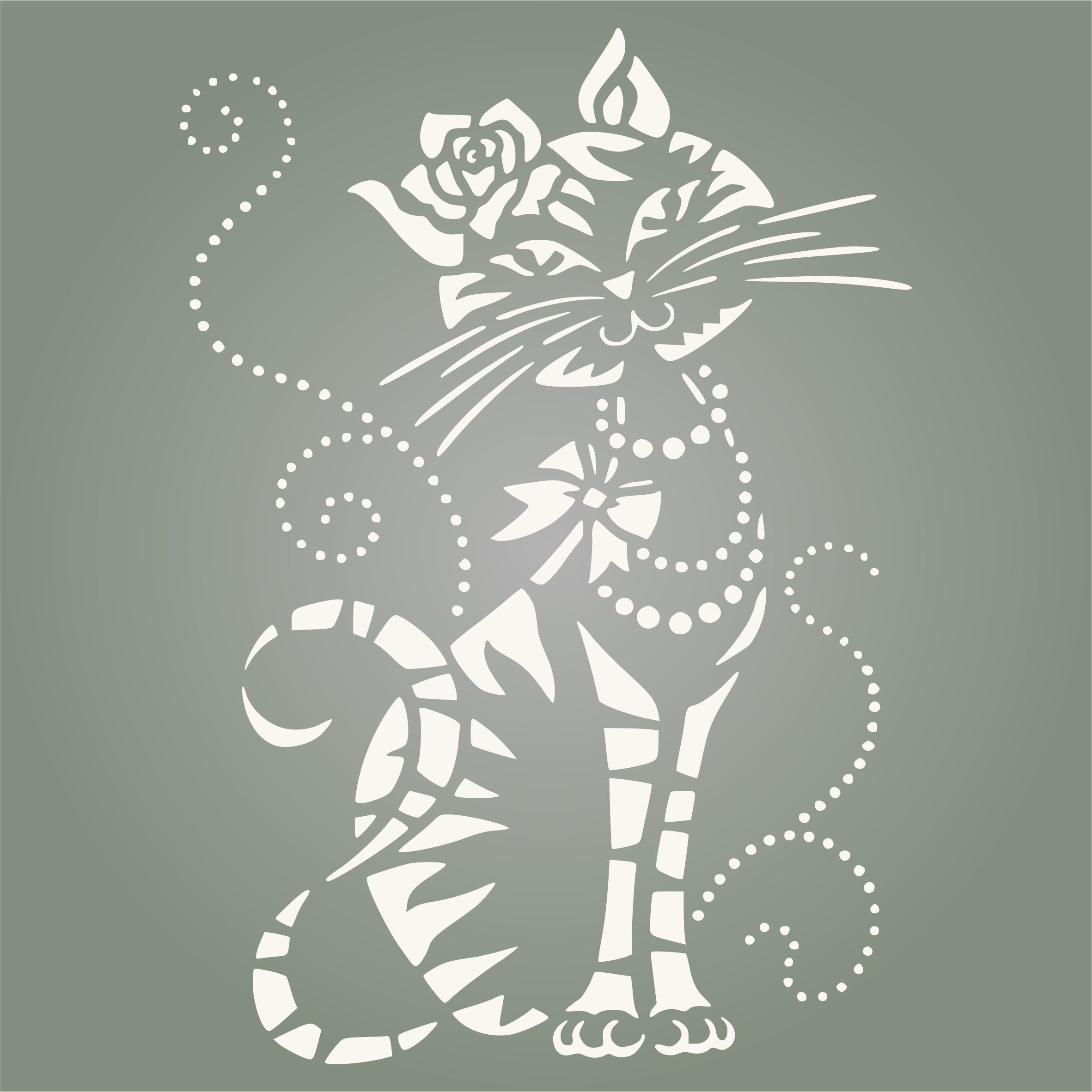 Cute Cat Stencil - Cool Cartoon Cat Bow Flower Beads
