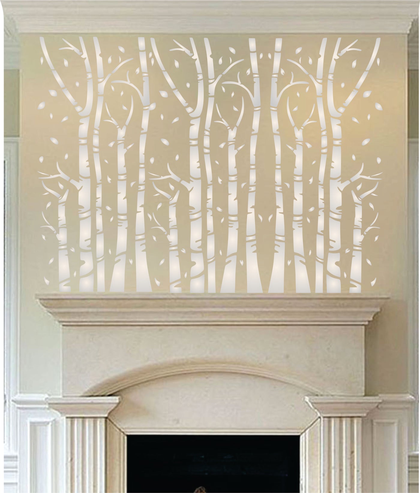 Birch Trees Stencil - Silver White Birch Tree Trunks Forest