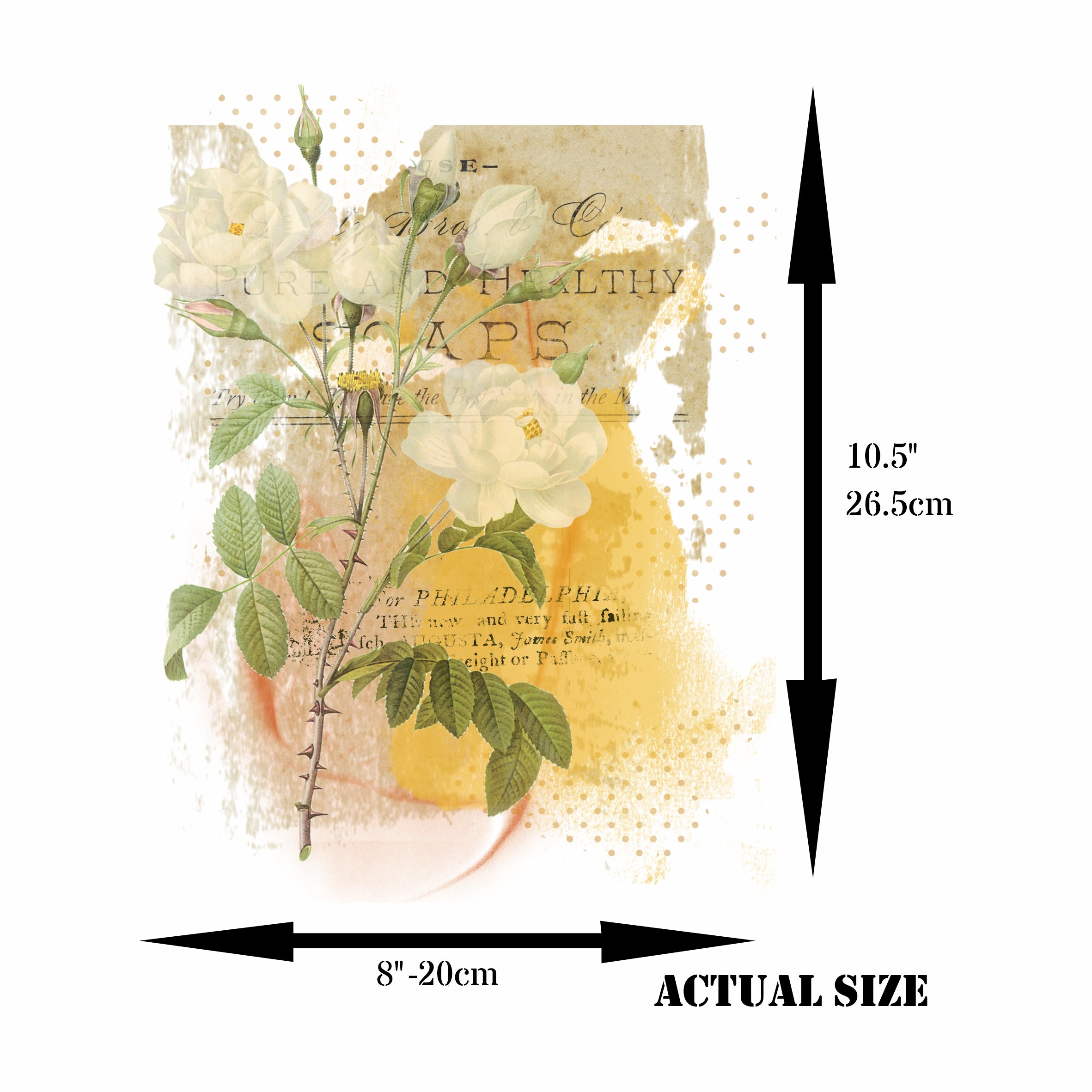 Floral Overlay Rice Paper- 6 x Printed Mulberry Paper Images 30gsm