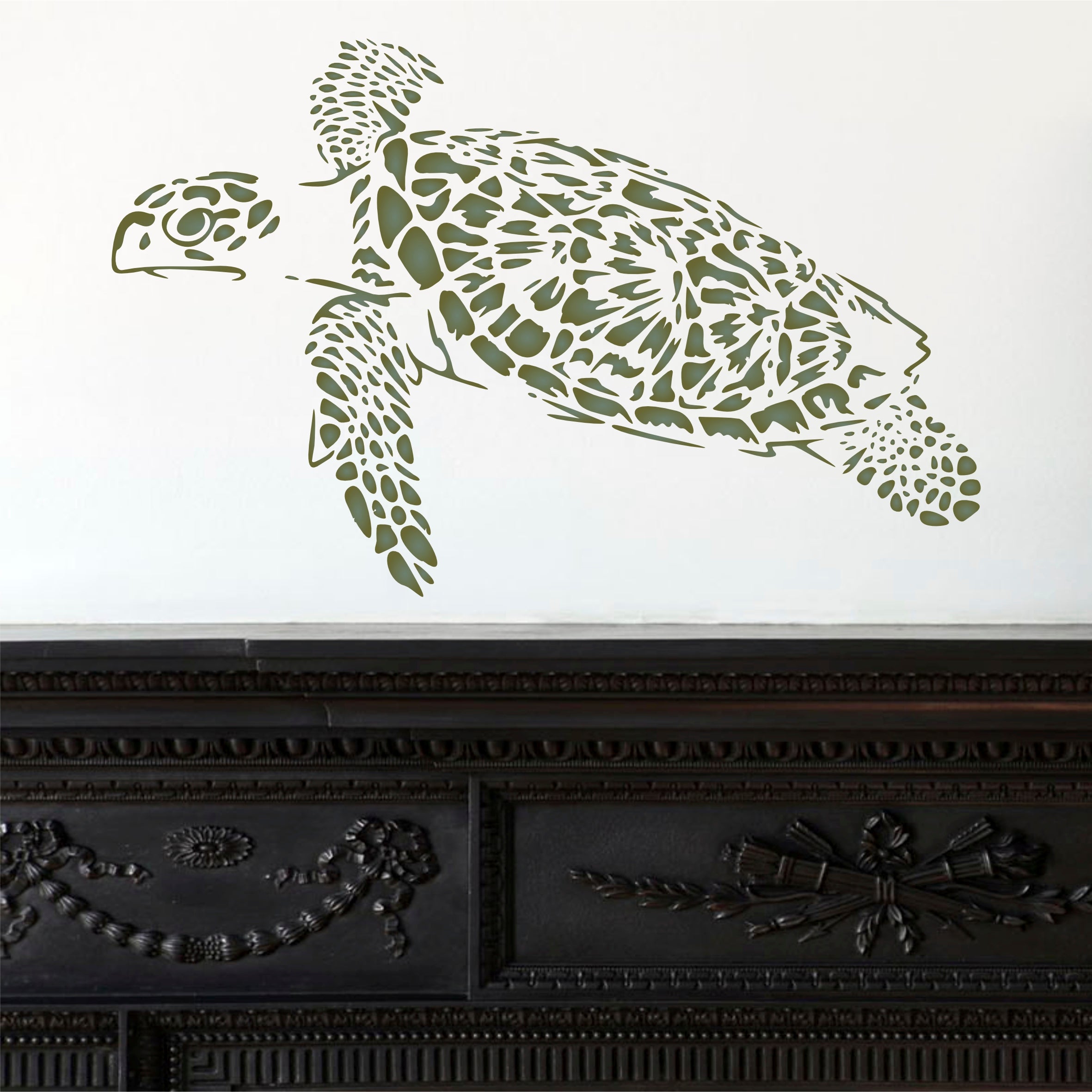 Sea Turtle Stencil - Sea Ocean Nautical Seashore Reef Fish