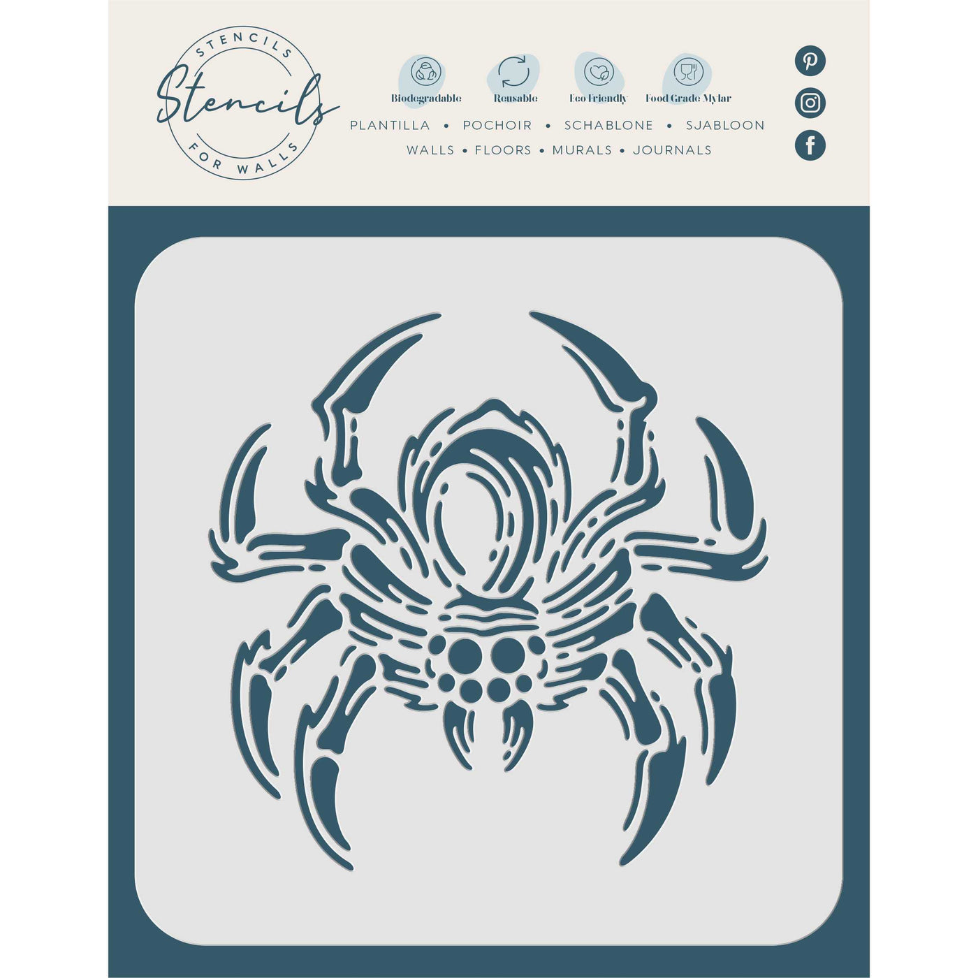 Tarantula Stencil - Large Hairy Spider Insect Bug