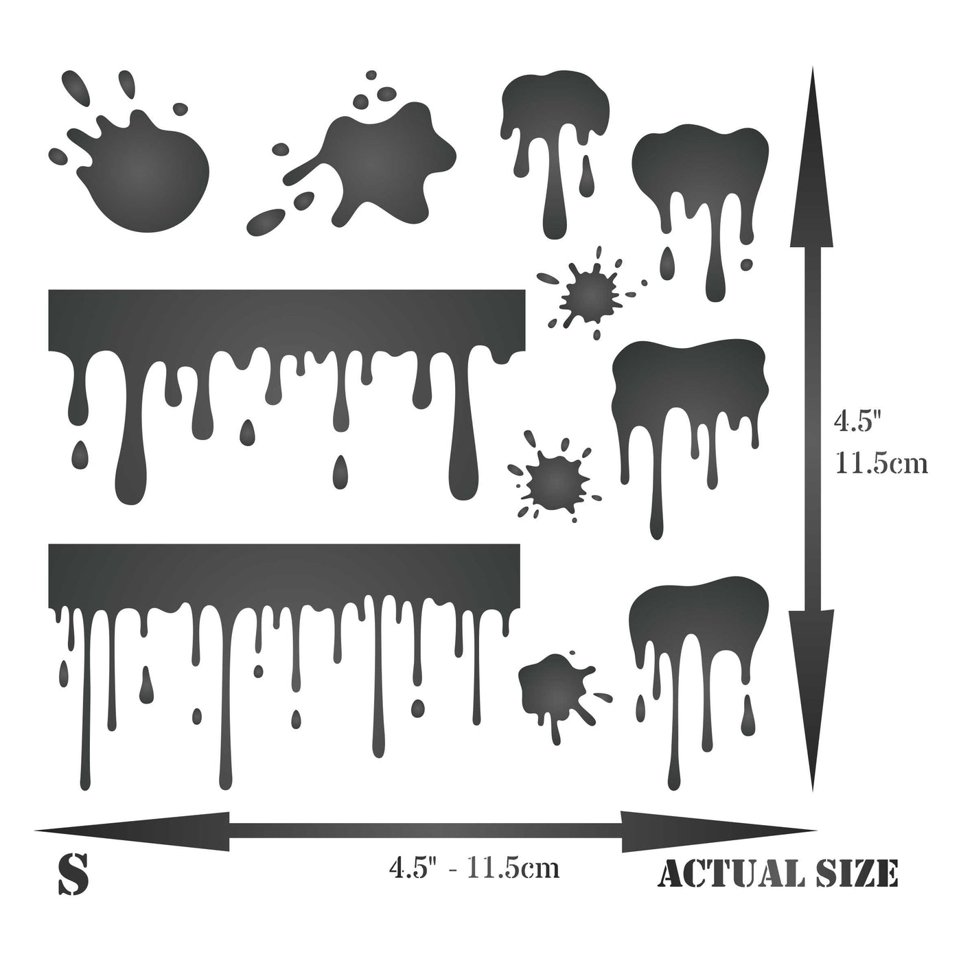 Drips Stencil - Blood Dripping Blot Drops Splatter Splashes Spatter Paint