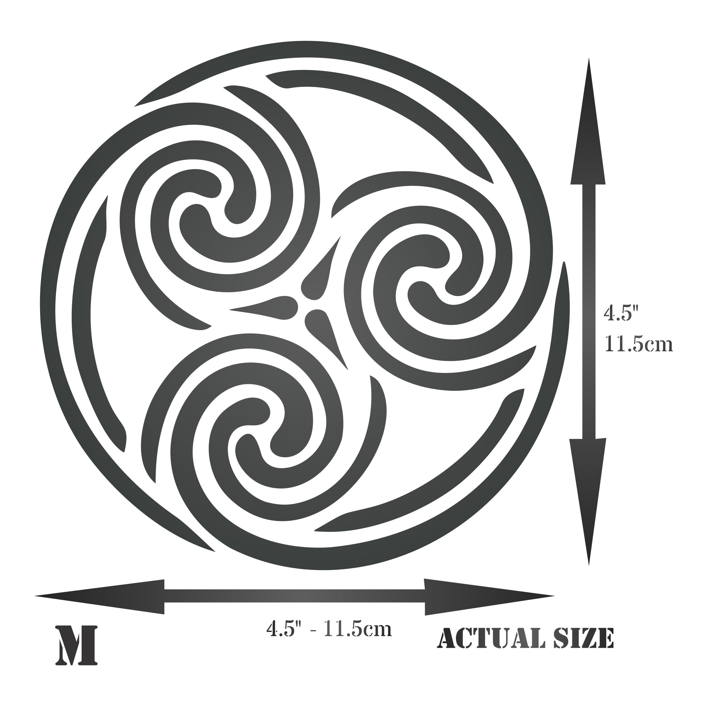 Celtic Spiral Stencil - Triskelion Triple Spiral Cycle of Life