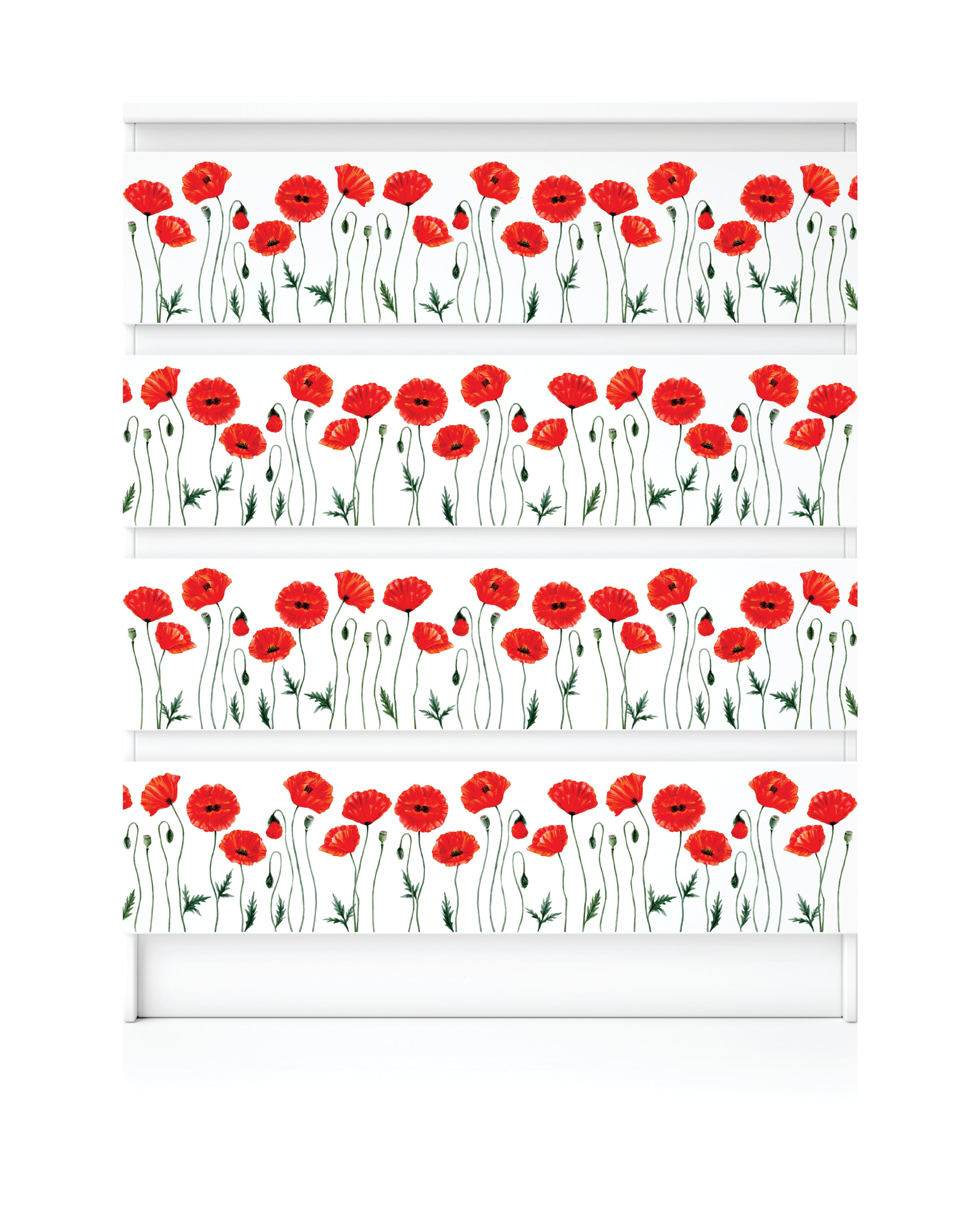 Poppy 2 Border Rice Paper- 3 Sheets Printed Mulberry Paper Border 36gsm