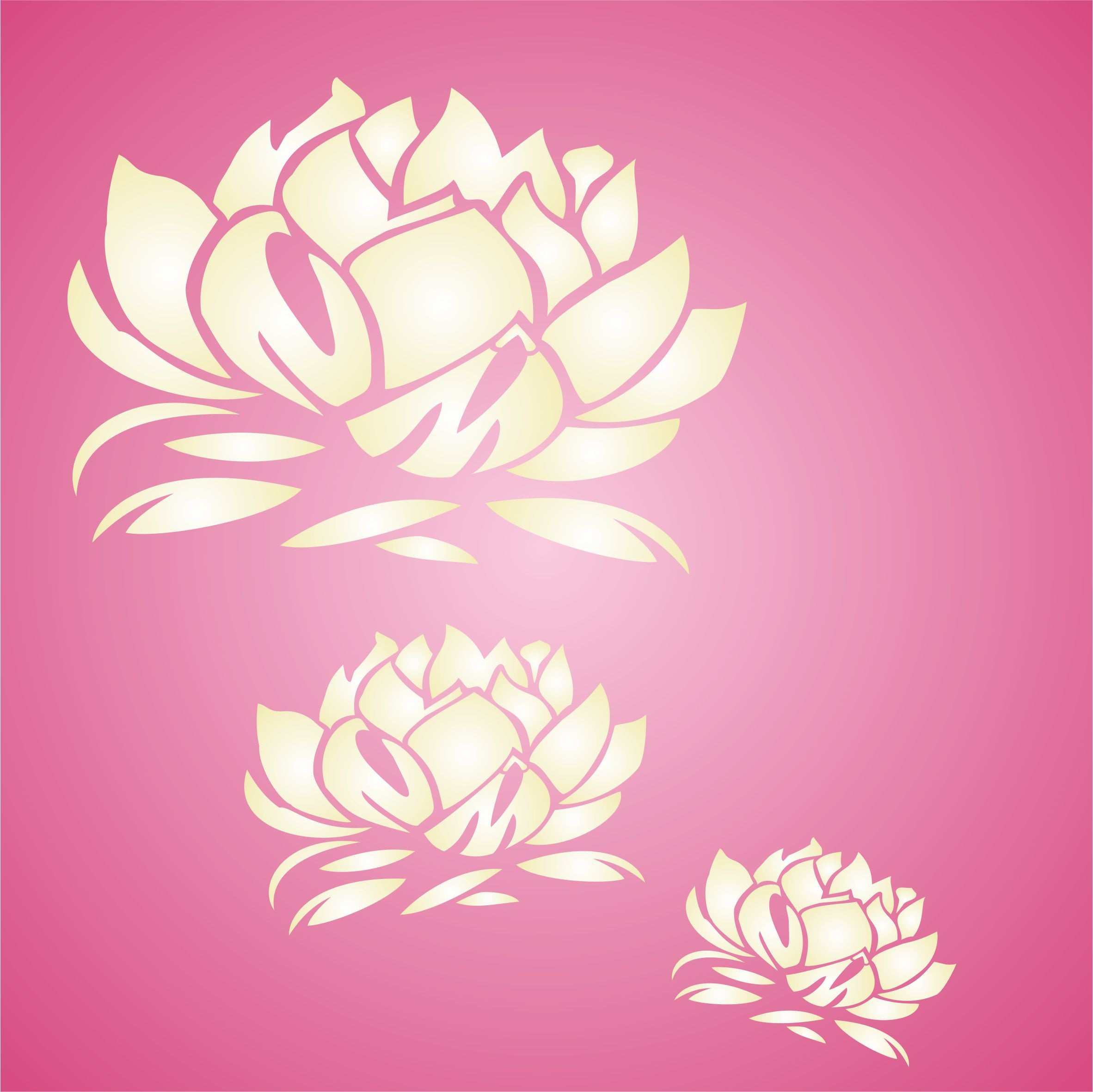 Lotus Blossom Stencil- Stylized Oriental Asian Lotus Flower