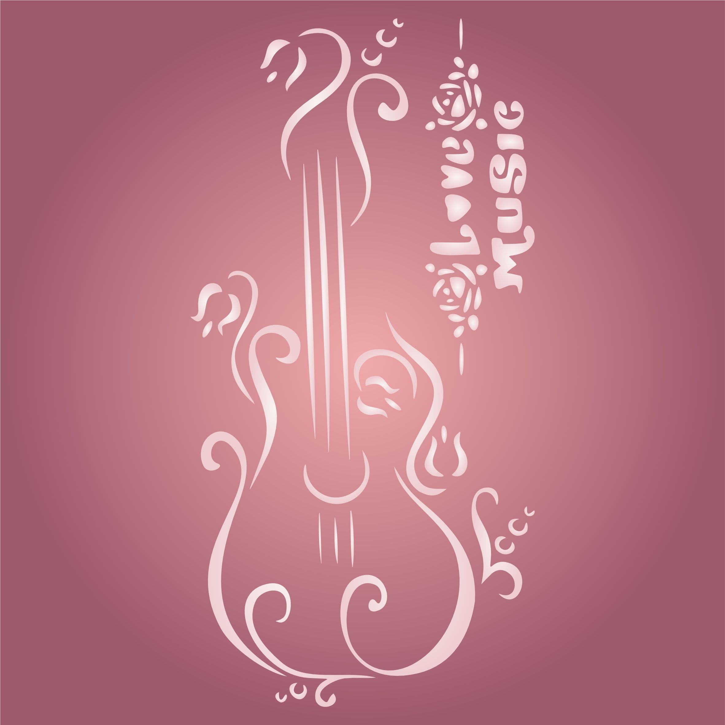 Love Music Stencil - Decorative Guitar Words Music