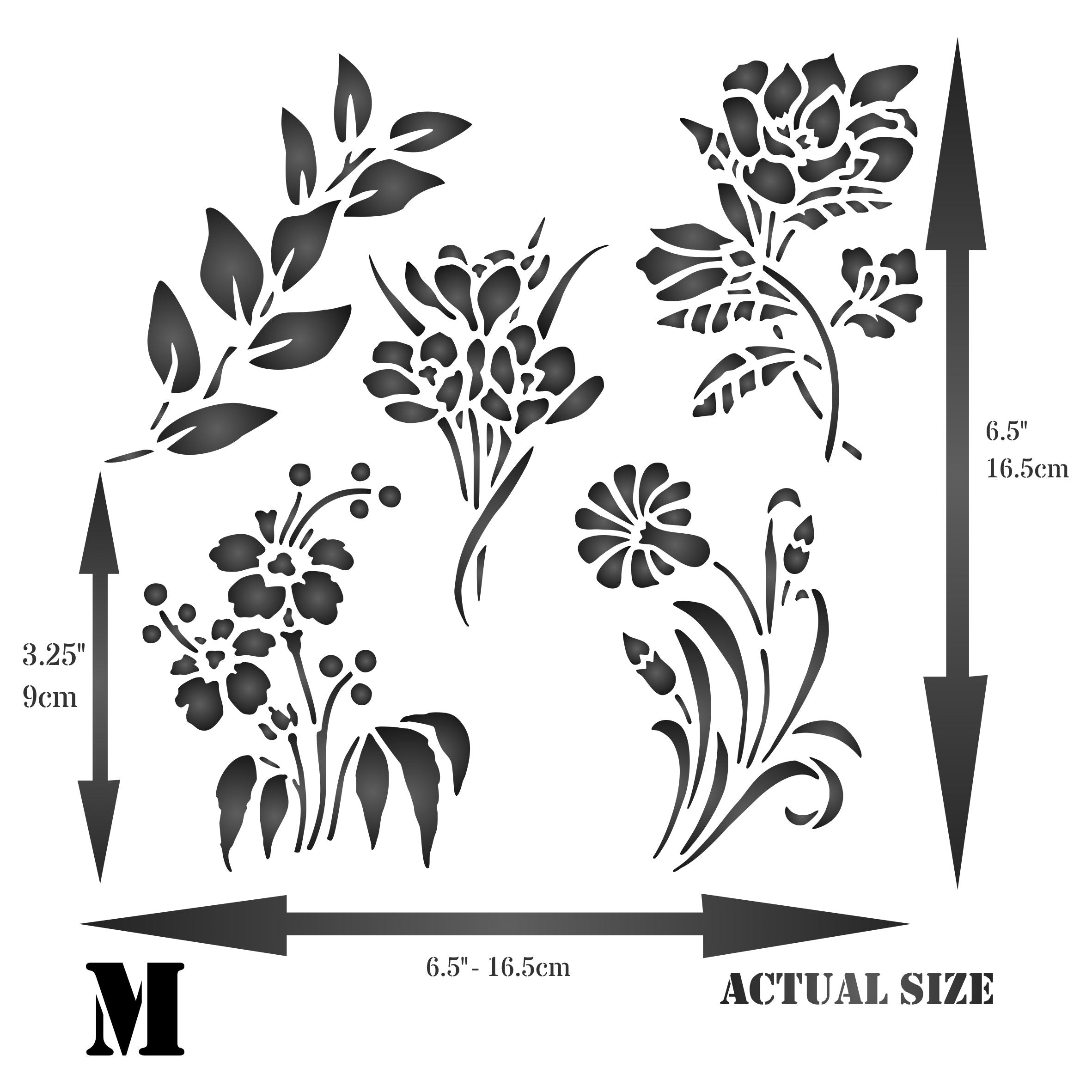 Flower Set Stencil - Classic Flower Designs