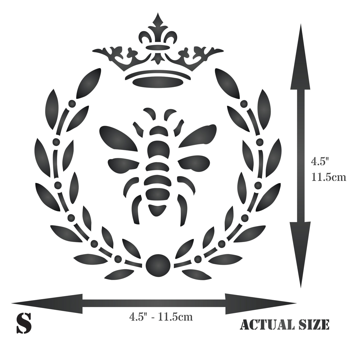 French Bee Stencil - Crown Laurel Wreath French Country Bee